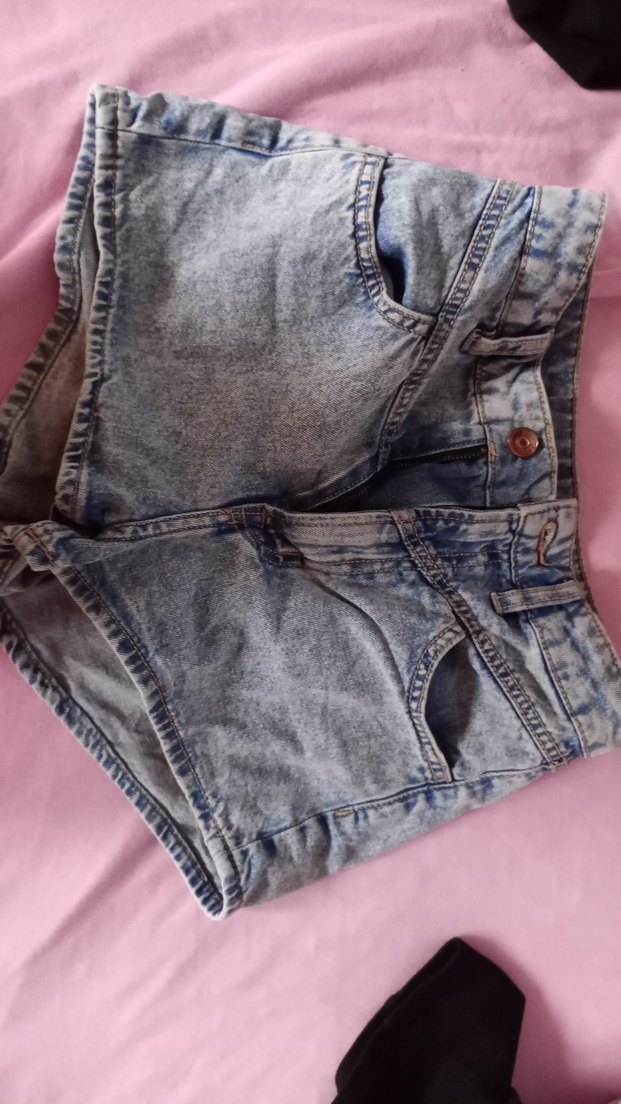 Düğmeli Mavi Mini Denim Şort - Görsel 3