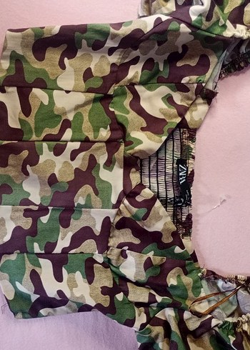 Kadın Kamuflaj Desenli Crop Top