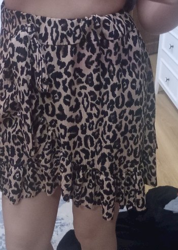 Armalife Kahverengi Leopar Desenli Mini Etek