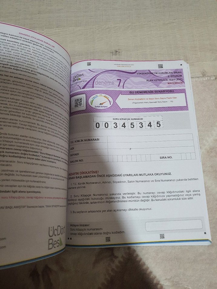 AYT Matematik 10'lu Deneme Kitabı 7 adet mevcut - Görsel 3