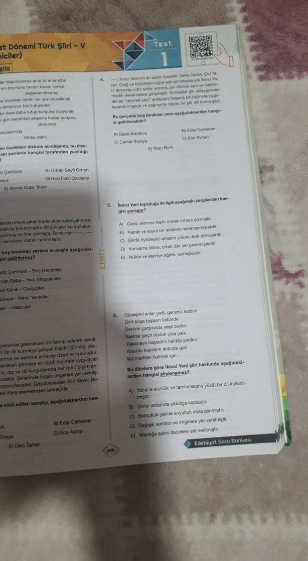 AYT Edebiyat Soru Bankası - Limit Yayınları - Görsel 4