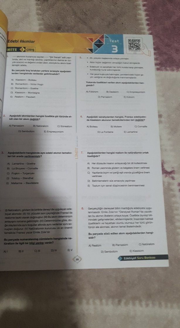 AYT Edebiyat Soru Bankası - Limit Yayınları - Görsel 3