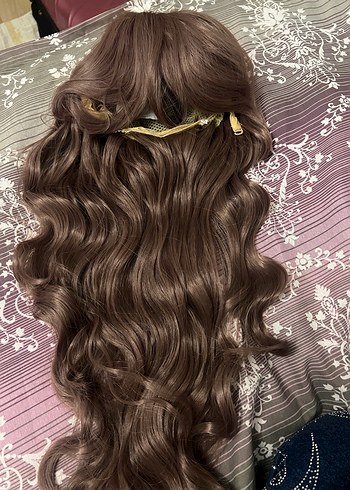 Pastel mor Dalgalı Sentetik Peruk 101.6 cm - Görsel 3