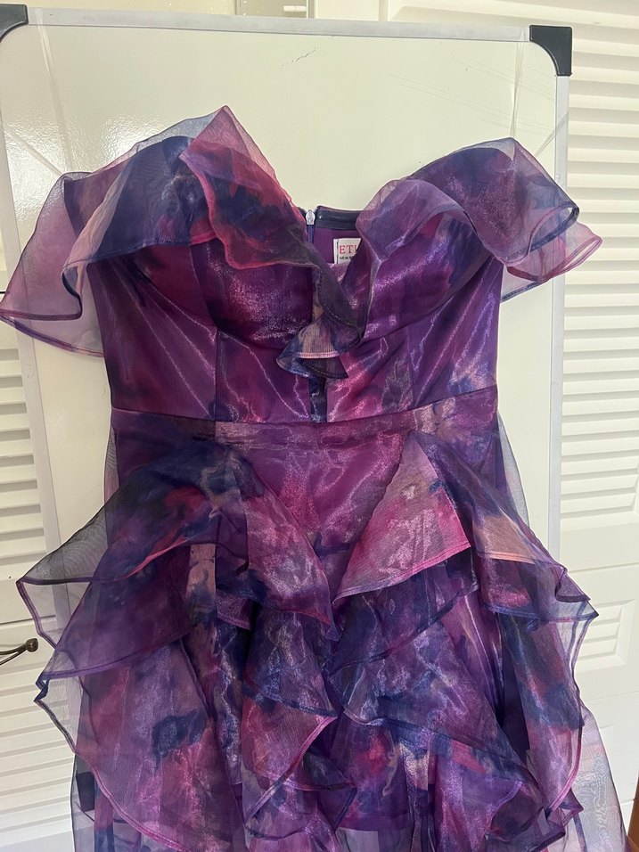 Mor Drapeli Straplez Uzun Elbise - Görsel 2