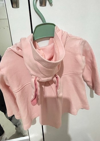 Kız Çocuk Pembe Kapüşonlu Düğmeli Ceket - Görsel 2