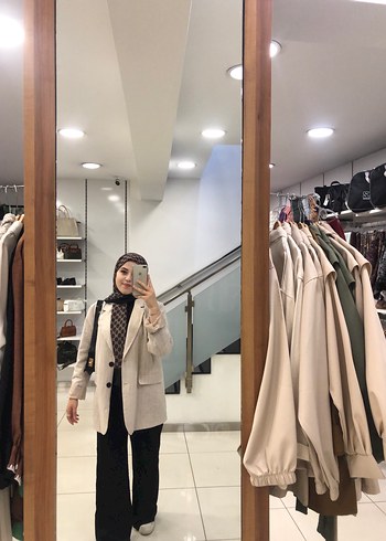 Camel Midi Boy Kadın Blazer Ceket - Görsel 2