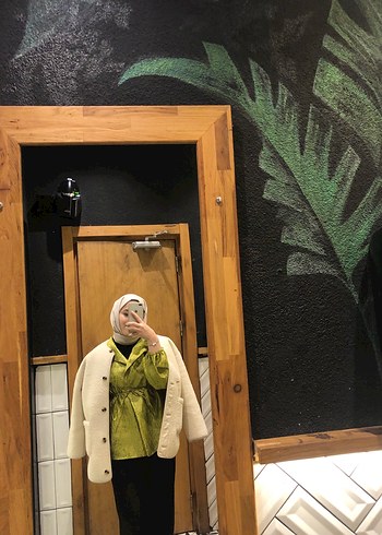 Şeffaf Dokulu Haki Kadın ceket - Görsel 2