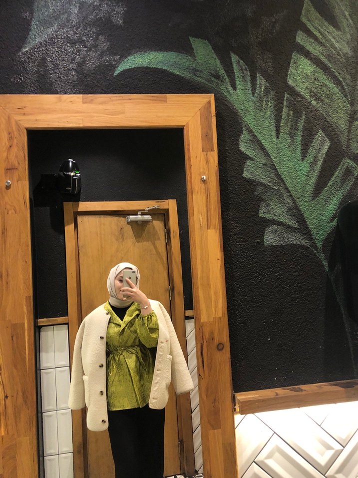 Şeffaf Dokulu Haki Kadın ceket - Görsel 2