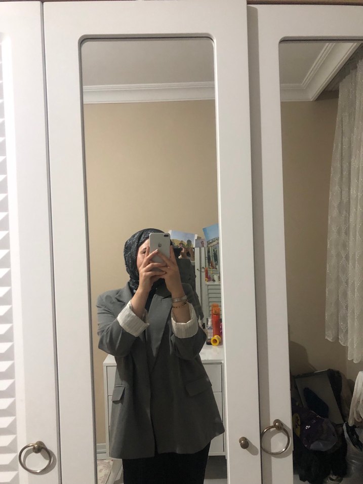 Gri Midi Kadın Blazer Ceket - Görsel 2