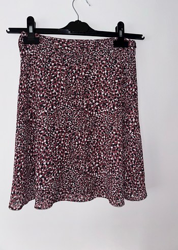 Bordo Bağlama Desenli Mini Etek
