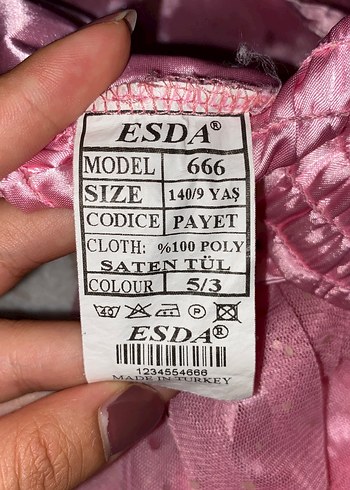 9 Yaş Beden Pembe Fırfırlı Kız Çocuk Elbisesi