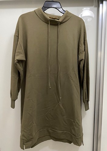 Kadın Haki Uzun Kollu Salaş Sweatshirt Tunik