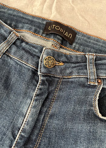 m Beden Gri Tonlu Lacivert Kadın Denim Pantolon