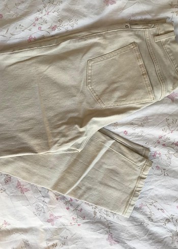 Bej Midi Kadın Pamuklu Rahat Kesim Jean - Görsel 4