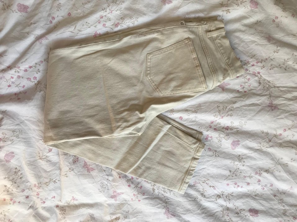 Bej Midi Kadın Pamuklu Rahat Kesim Jean - Görsel 4