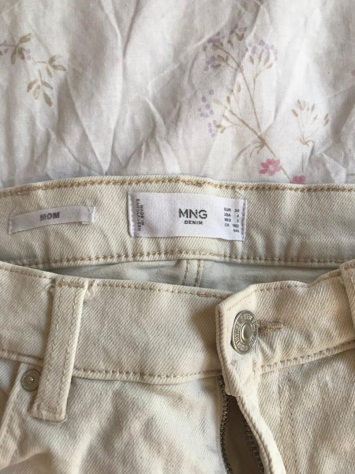 Bej Midi Kadın Pamuklu Rahat Kesim Jean - Görsel 2