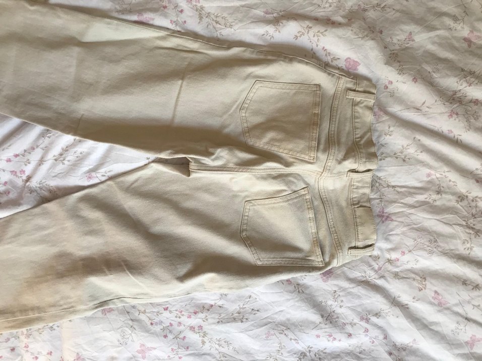 Bej Midi Kadın Pamuklu Rahat Kesim Jean - Görsel 3