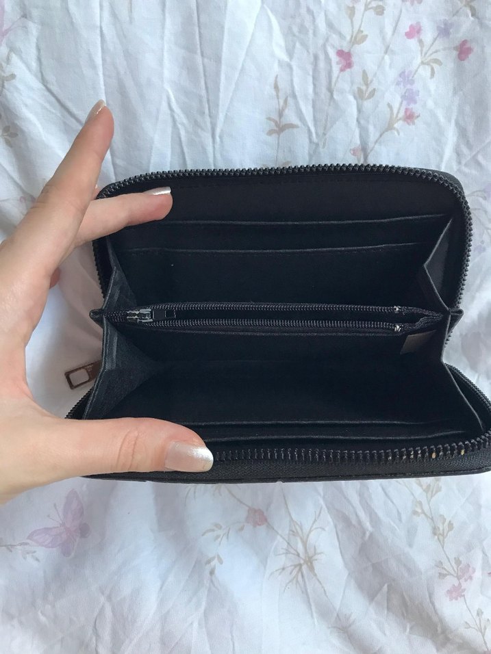 Siyah Deri Fermuarlı Kadın Cüzdanı - Görsel 2