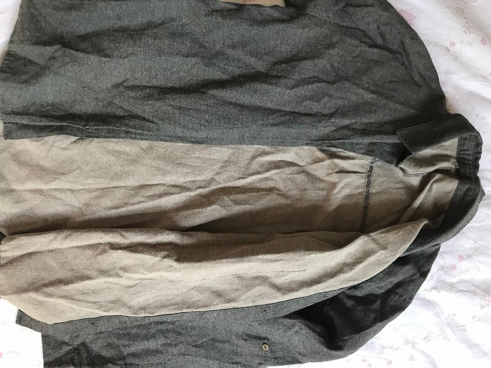 haki Keten Gömlek Düğmeli Uzun Kollu - Görsel 3