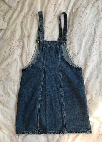 Kadın Lacivert Kot Mini Salopet - Görsel 2