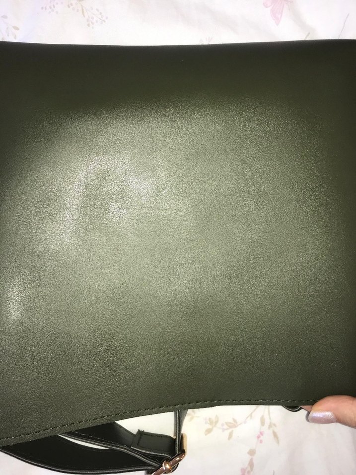 haki Deri Kilitli Kadın Omuz Çantası - Görsel 3