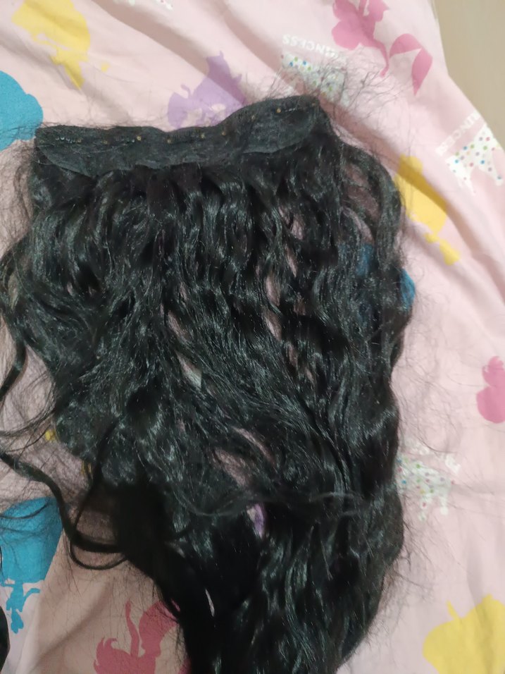 siyah dalgalı yarımay çıt çıt postiş saç - Görsel 3