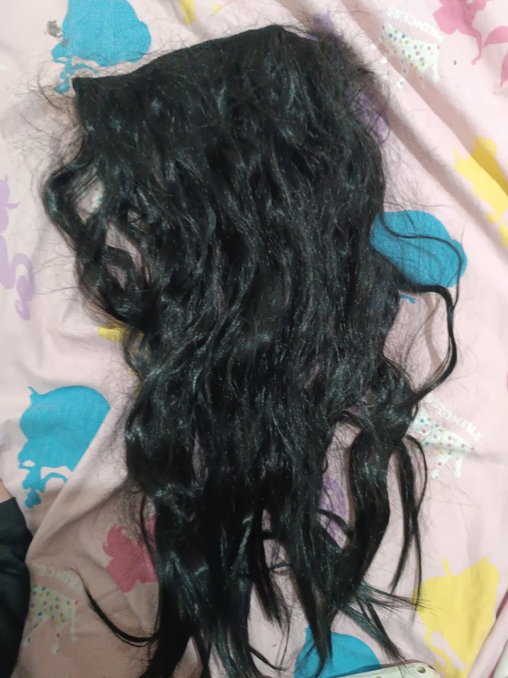 siyah dalgalı yarımay çıt çıt postiş saç - Görsel 2