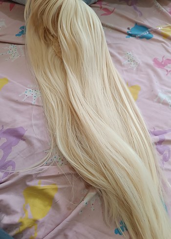 sarı uzun düz peruk - Görsel 3