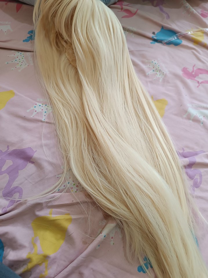 sarı uzun düz peruk - Görsel 3