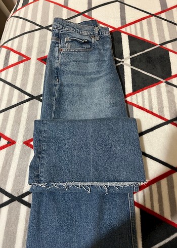 Gri Mavi Bol Kesim Midi Kot Pantolon - Görsel 3