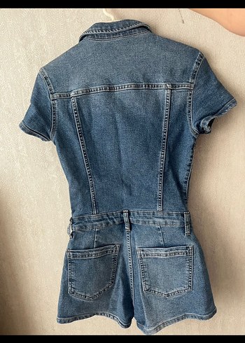 36 Beden Kot Kumaşlı Kısa Kol Mini Tulum