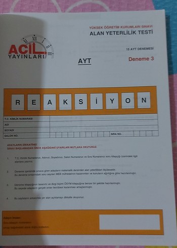 ACIL AYT MAT DENEMESI SADECE 2 DENEME COZULDU