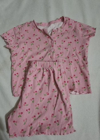 Düğmeli Pembe Desenli Çocuk Takımı - Görsel 2