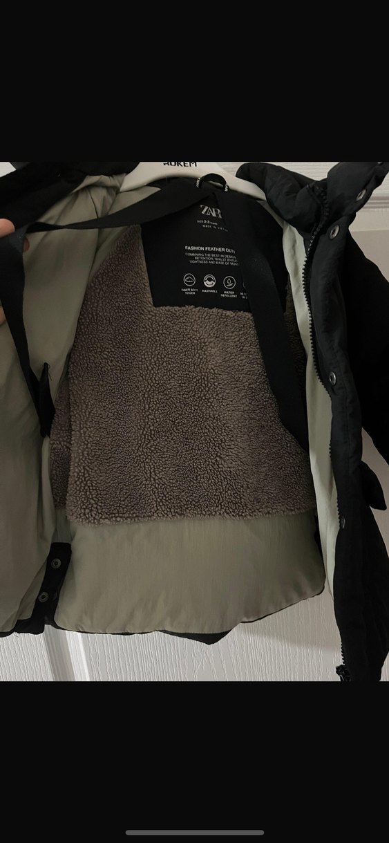 Düğmeli fermuarlı Siyah Erkek Çocuk Mont - Görsel 2