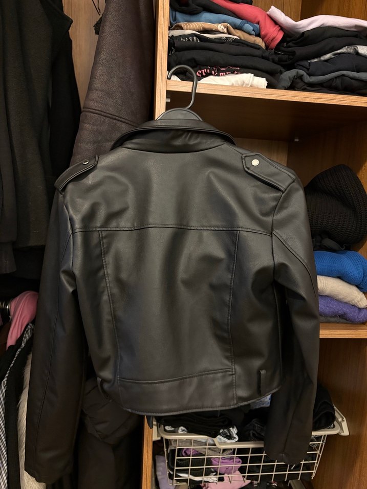 Siyah Deri Biker Ceket Kadın - Görsel 2