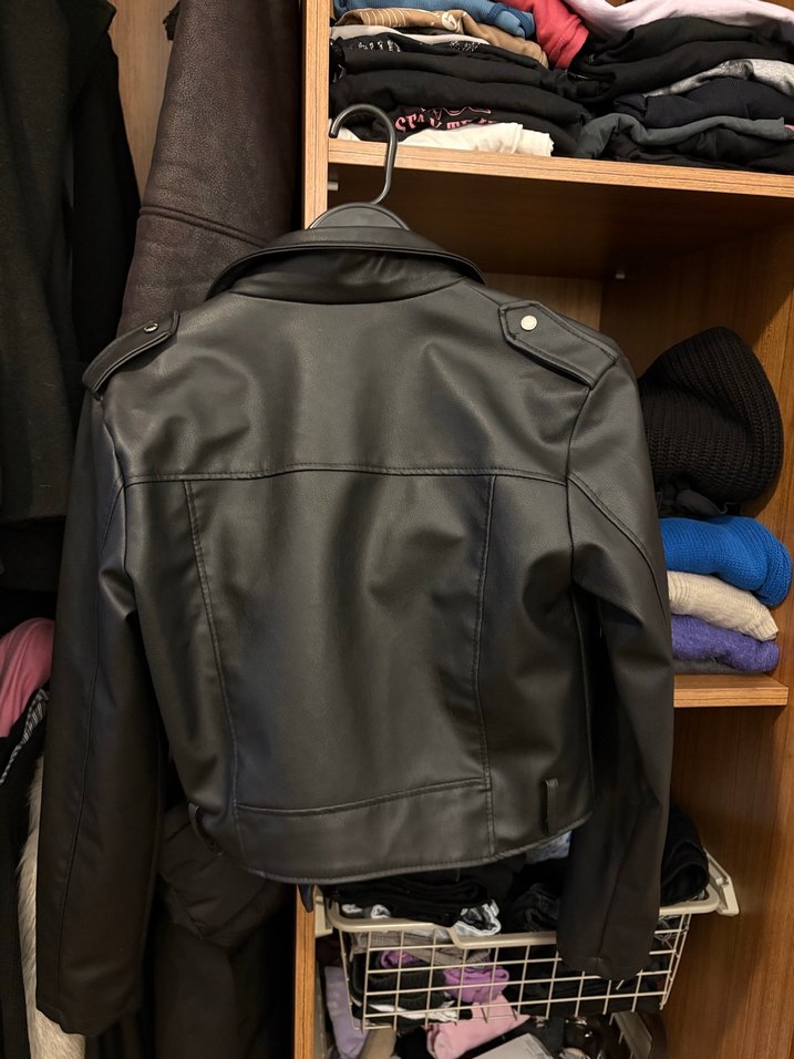 Siyah Deri Biker Ceket Kadın - Görsel 3