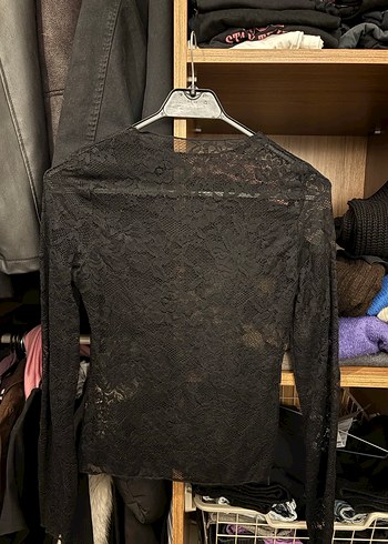 Dantel Detaylı Siyah  Bluz - Görsel 2