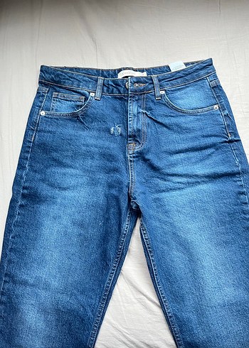 Düz Mavi Denim Kadın Jean - Görsel 2