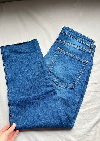 Düz Mavi Denim Kadın Jean - Görsel 7