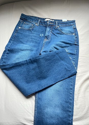 Düz Mavi Denim Kadın Jean - Görsel 4
