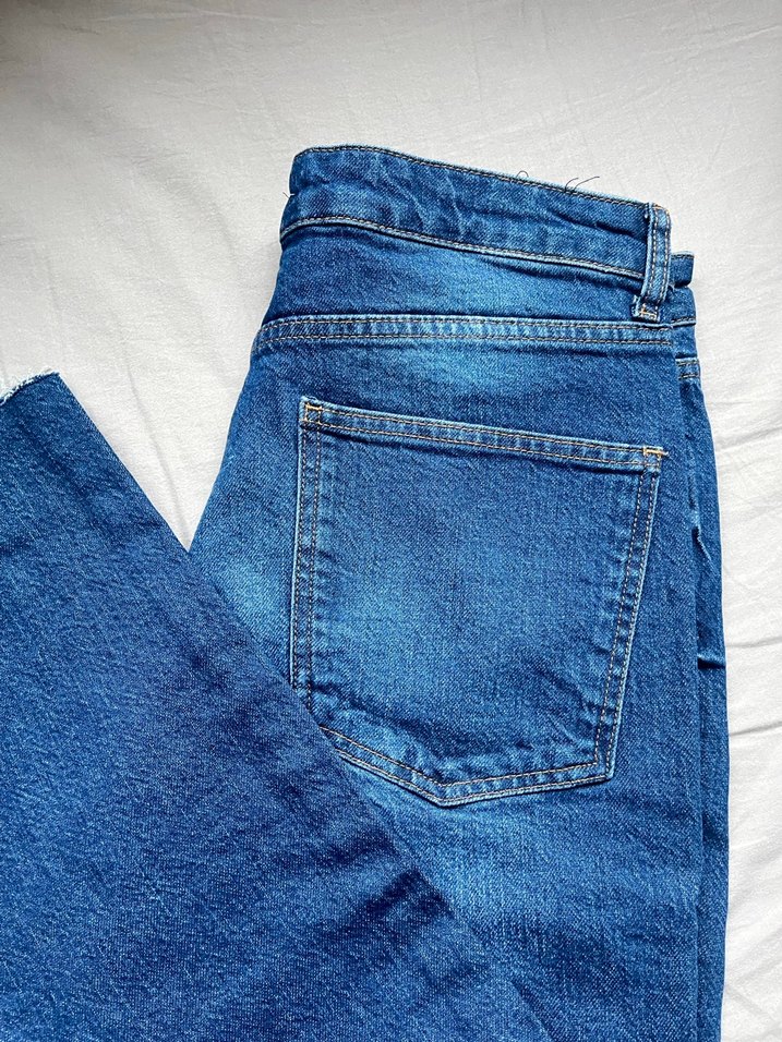 Düz Mavi Denim Kadın Jean - Görsel 5