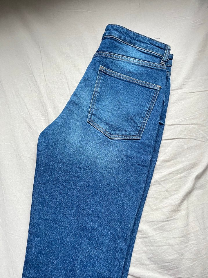 Düz Mavi Denim Kadın Jean - Görsel 3