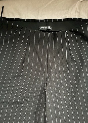 Havuç paça Çizgili Gri Kadın Kumaş Pantolon - Görsel 2