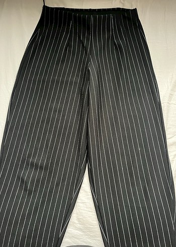 Havuç paça Çizgili Gri Kadın Kumaş Pantolon - Görsel 4