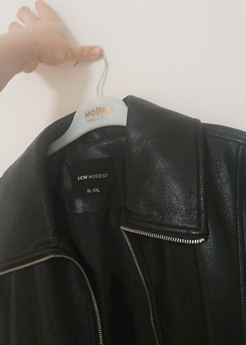 Siyah Deri Kadın Ceket Midi Boy - Görsel 2