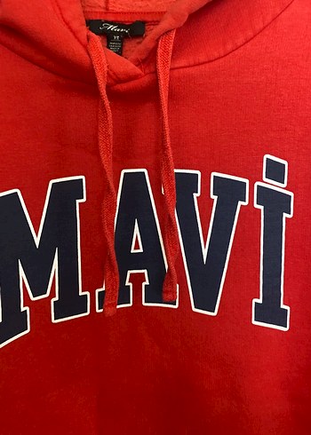 xs Beden Kırmızı Kapüşonlu MAVİ Sweatshirt