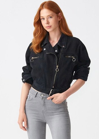 Dilvin Siyah Denim Kadın Ceket