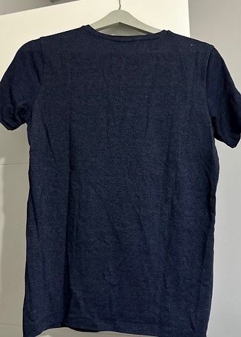 Lacivert V Yaka Keten Erkek Tişört - Görsel 2