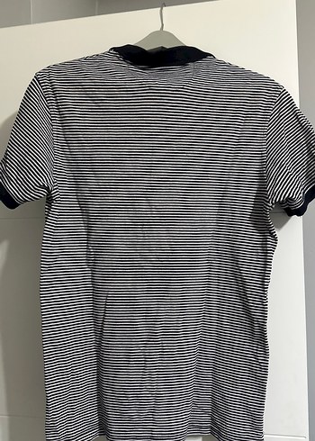 Erkek Gri Çizgili Pamuklu Polo Tişört - Görsel 2