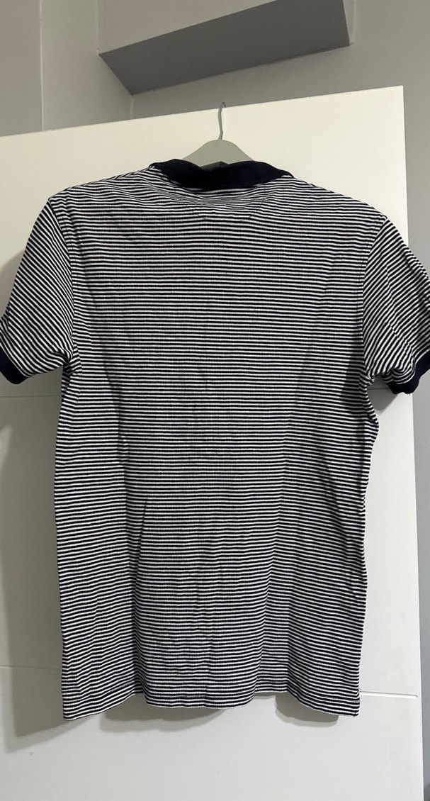 Erkek Gri Çizgili Pamuklu Polo Tişört - Görsel 2